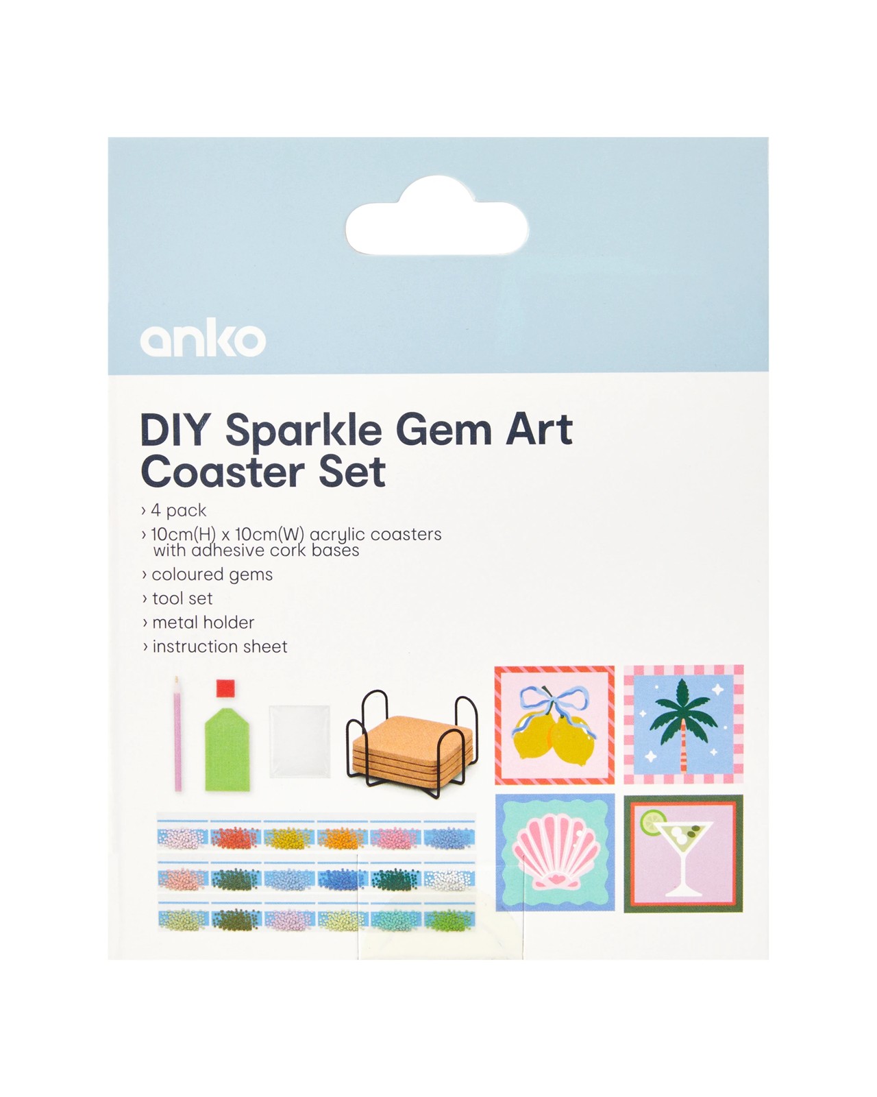 Anko DIY Sparkle Gem Art Coaster Set - Tropical 3 of 3