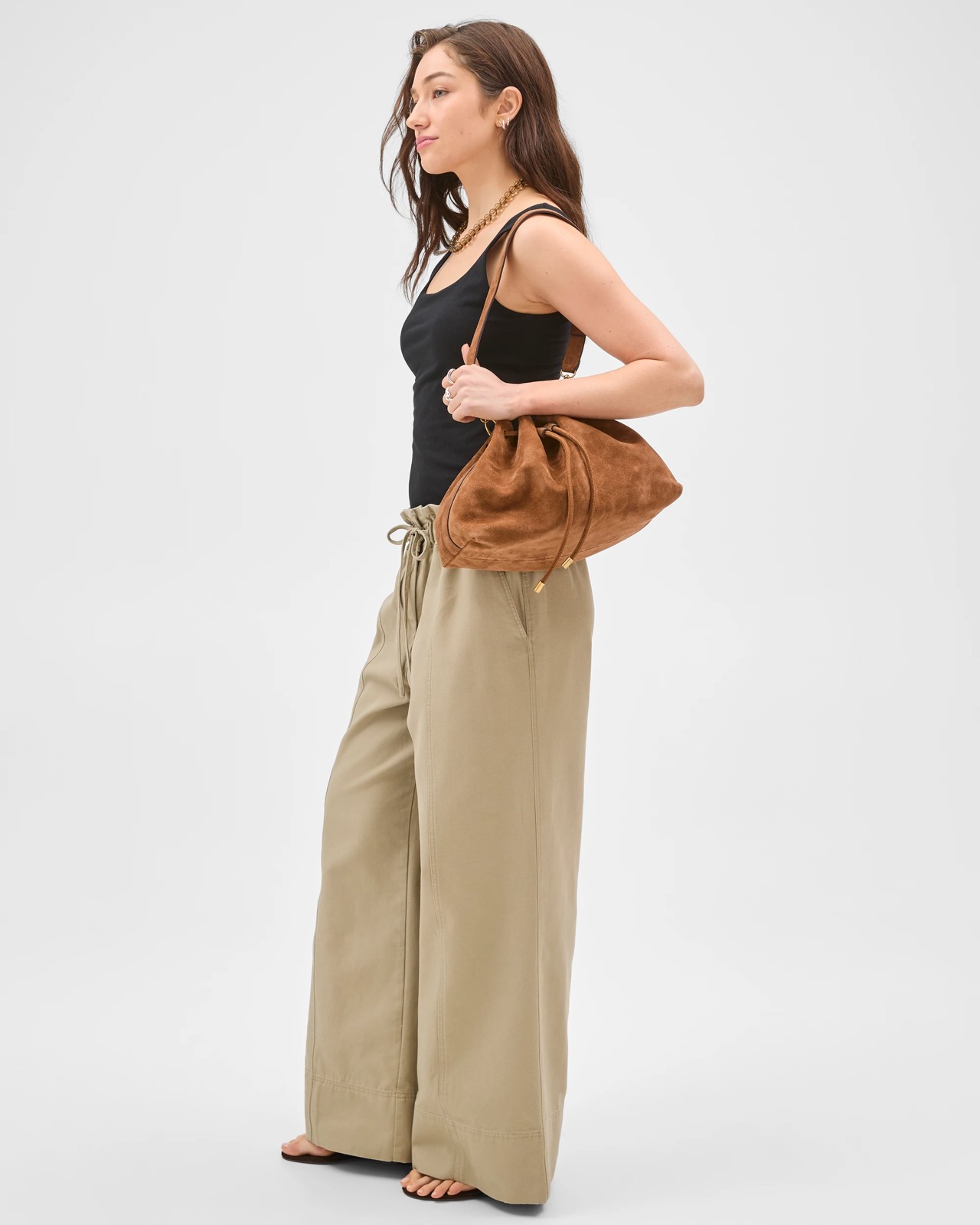 Lily Loves Australian Cotton Wide Leg Paperbag Pants - Crushed Leaf 2 of 6