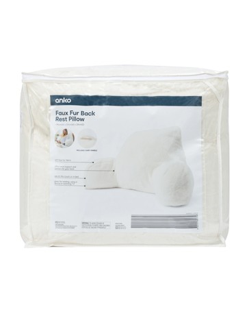 Anko Faux Fur Back Rest Pillow - White