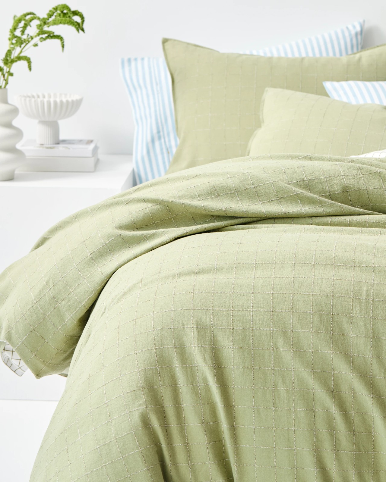 Ayla Check Linen/Cotton Quilt Cover Set 5 of 5