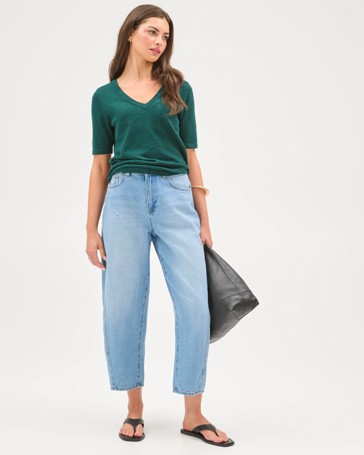 Petites Harper Barrel Leg Denim Jeans