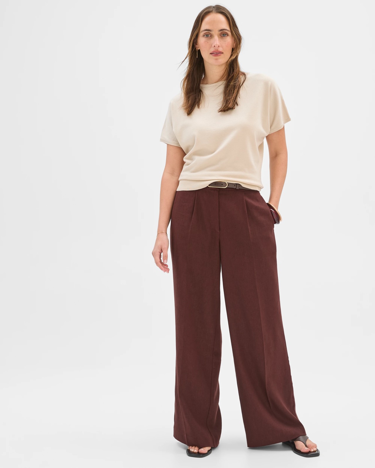 Preview Extended Short Sleeve Knit Top - Pumice 2 of 5