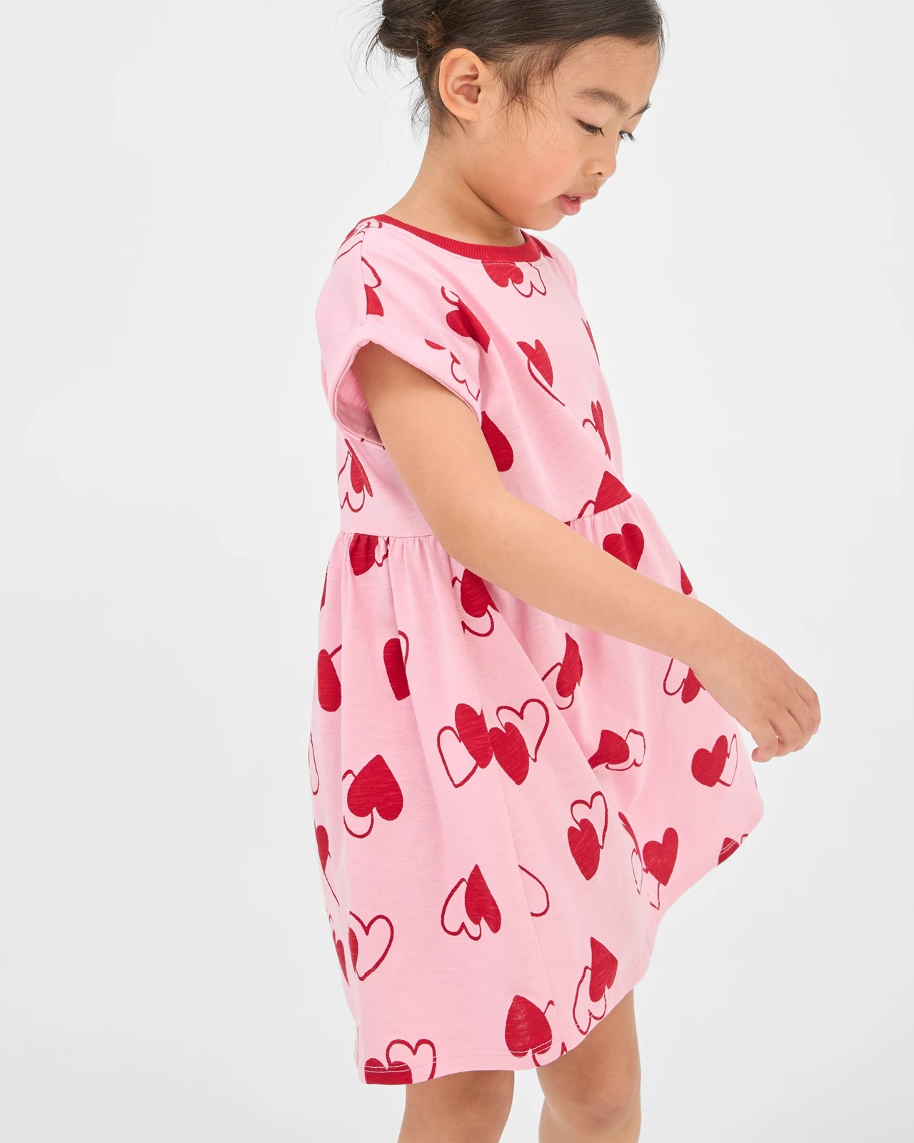 Australian Cotton Knit Dress - Pink Red Heart 2 of 5
