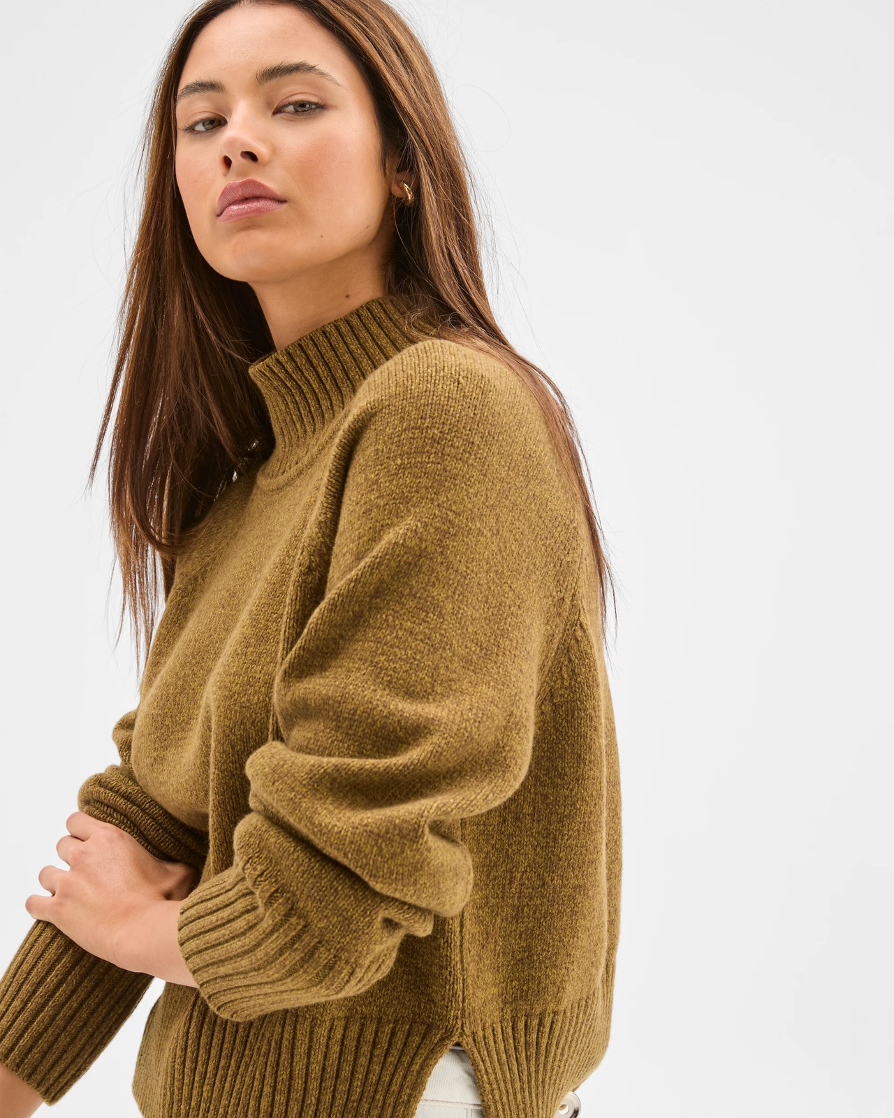 Lily Loves Australian Cotton Blend High Neck Knit Jumper - Twisted Juniper 3 of 6