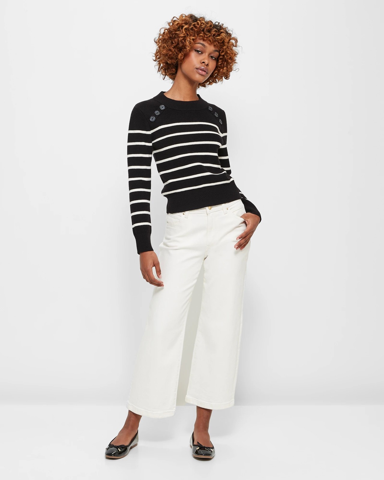 Petites Stripe Button Jumper - Dannii Minogue | Target Australia