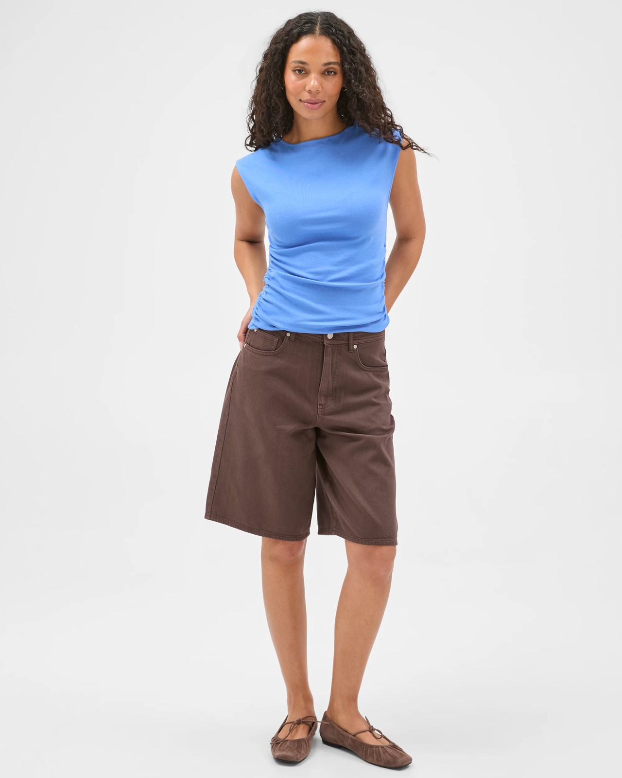 Gathered Waist T-Shirt - Blue Bouquet 2 of 6