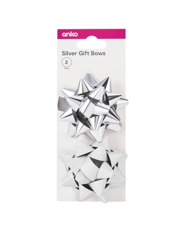 2 Piece Gift Bows, Silver Look - Anko