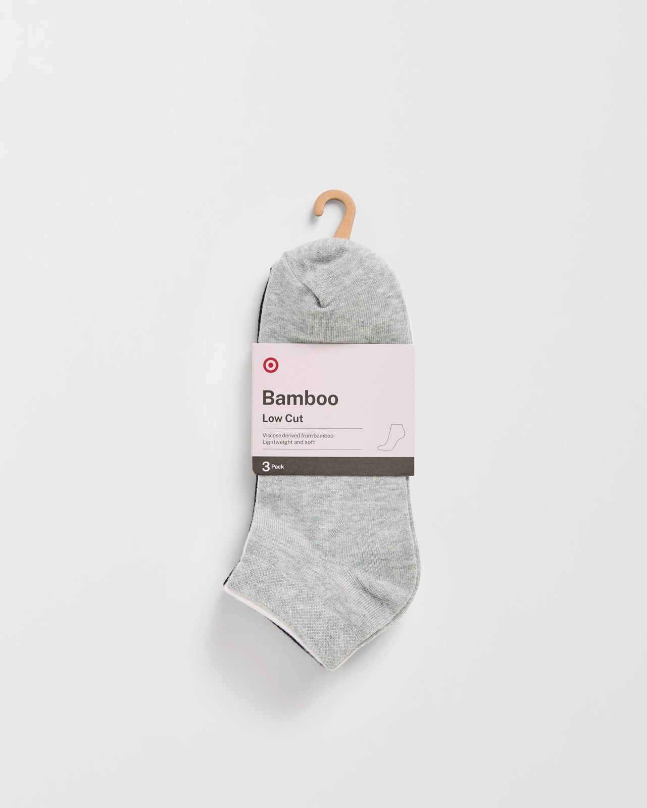 Womens Bamboo Low Cut Socks 3 Pack - Grey Marle/White/Black 3 of 3