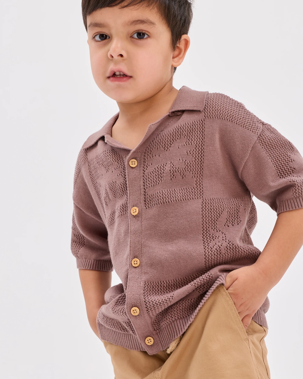 Australian Cotton Short Sleeve Knit Shirt - Deep Taupe 2 of 6