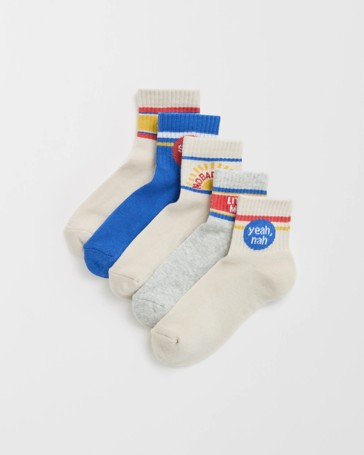 Maxx 5 Pack Boys Rib Quarter Crew Socks