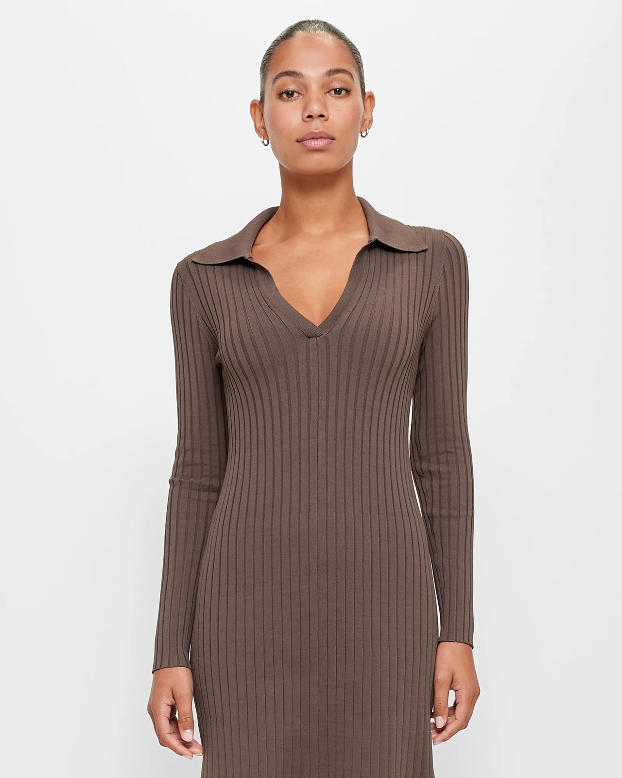 Long Sleeve Collared Rib Polo Dress Preview Target Australia