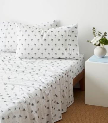 Stonewash Australian Cotton Printed Sheet Set - Byron Palm