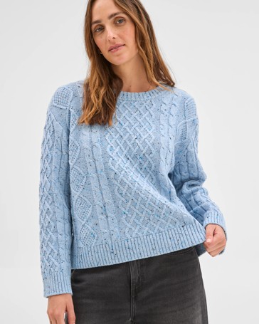 Australian Cotton Blend Cable Knit Sweater