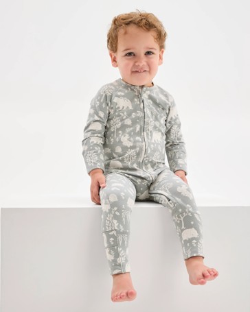 Baby Organic Cotton Zip Front Footless Coverall