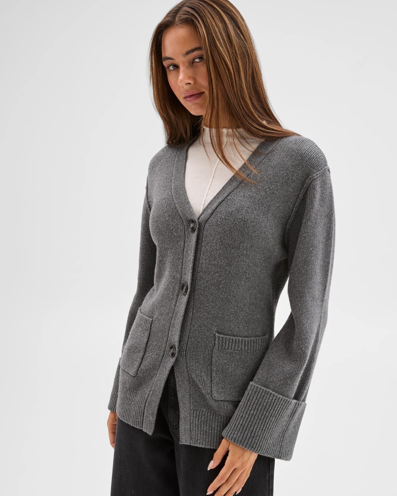 Lily Loves Australian Cotton Blend Longline Cardigan - Charcoal 2 of 6