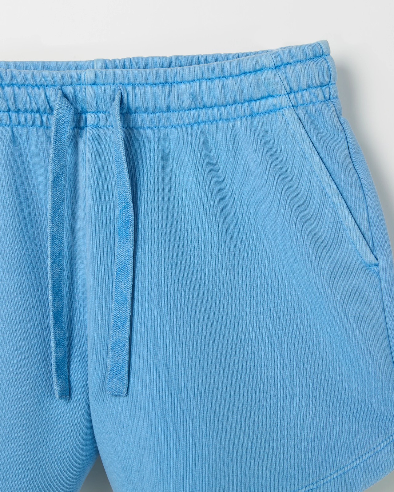 Australian Cotton Blend Curved Hem Fleece Shorts - Della Robbia Blue 6 of 6