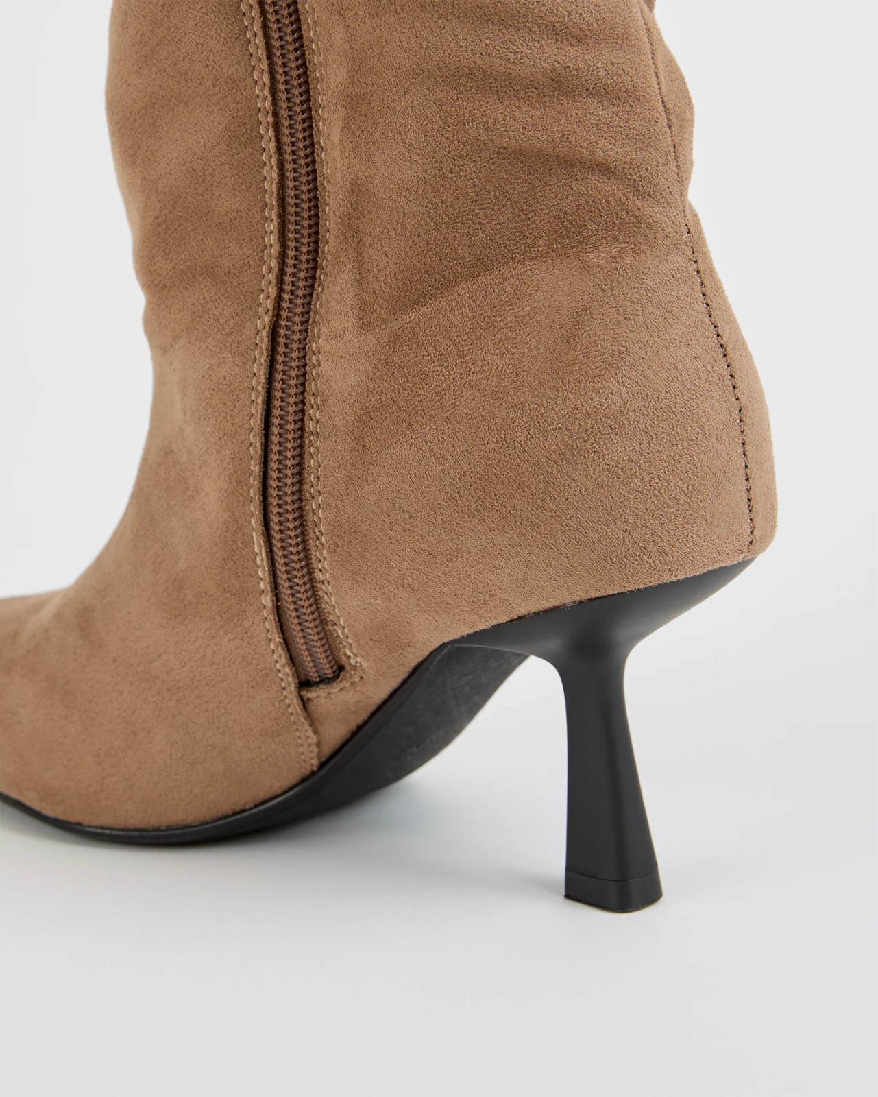 Low Heel Long Boot - Scarlet - Scrunched Taupe FX 3 of 3