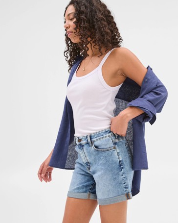 Roll Cuff Denim Shorts