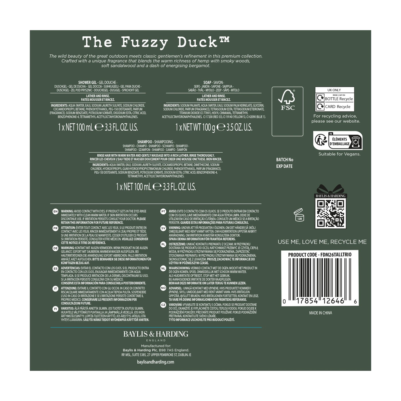Baylis & Harding The Fuzzy Duck Men’s Luxury Essentials Gift Set - Bergamot, Hemp and Sandalwood 2 of 5