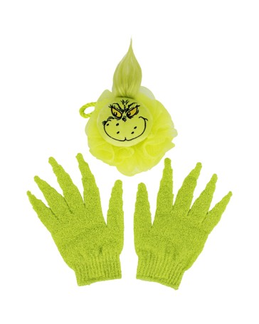 Dr Seuss The Grinch Exfoliating Gloves and Bath Puff Set