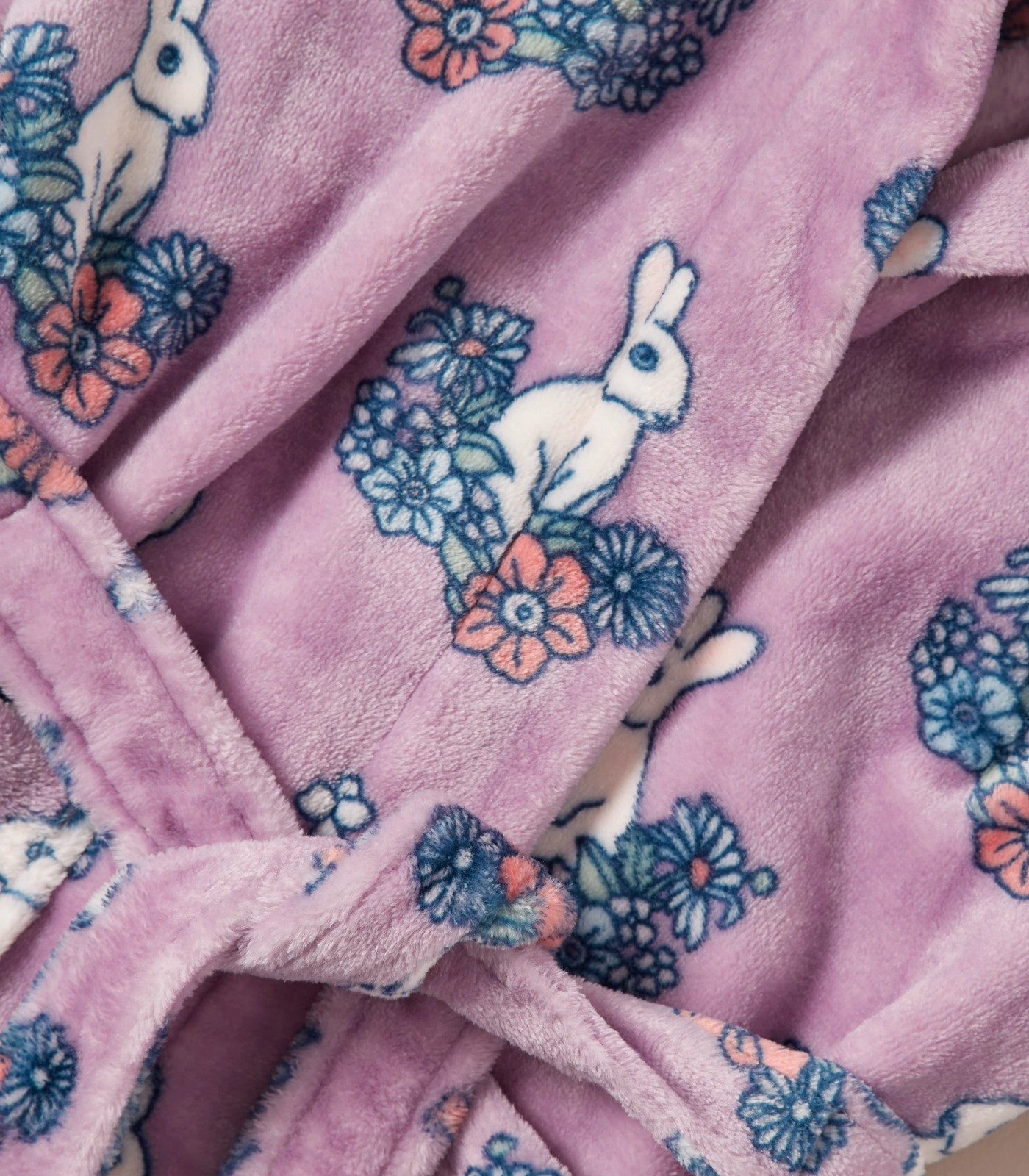 Kids Floral Bunny Fleece Dressing Gown 4 of 5