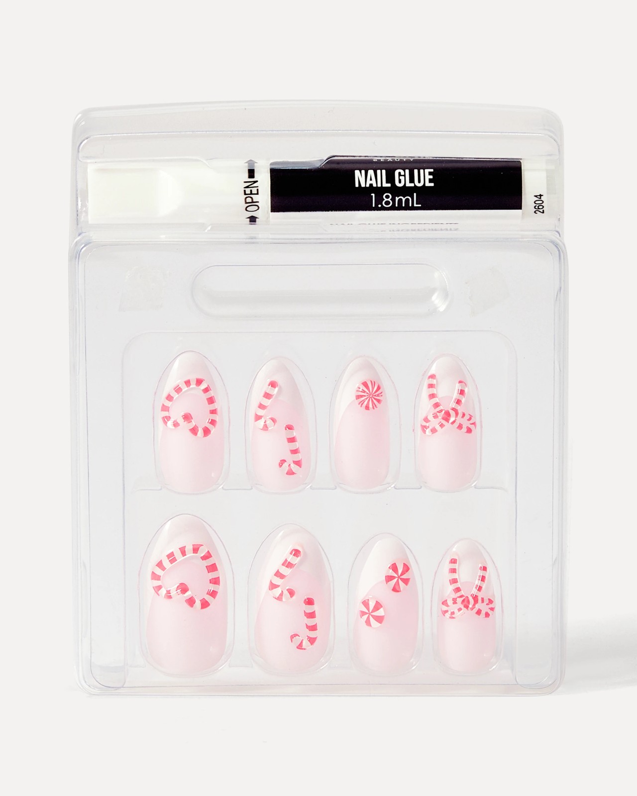 OXX Beauty Sleigh Season 24 Pack Artificial Nails - Almond Shape, French Tip and Candy Cane 3 of 4