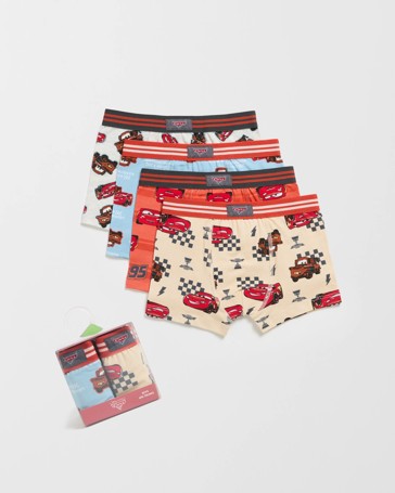 Licensed Disney Pixar Cars Australian Cotton 4 Pack Younger Boys Trunks