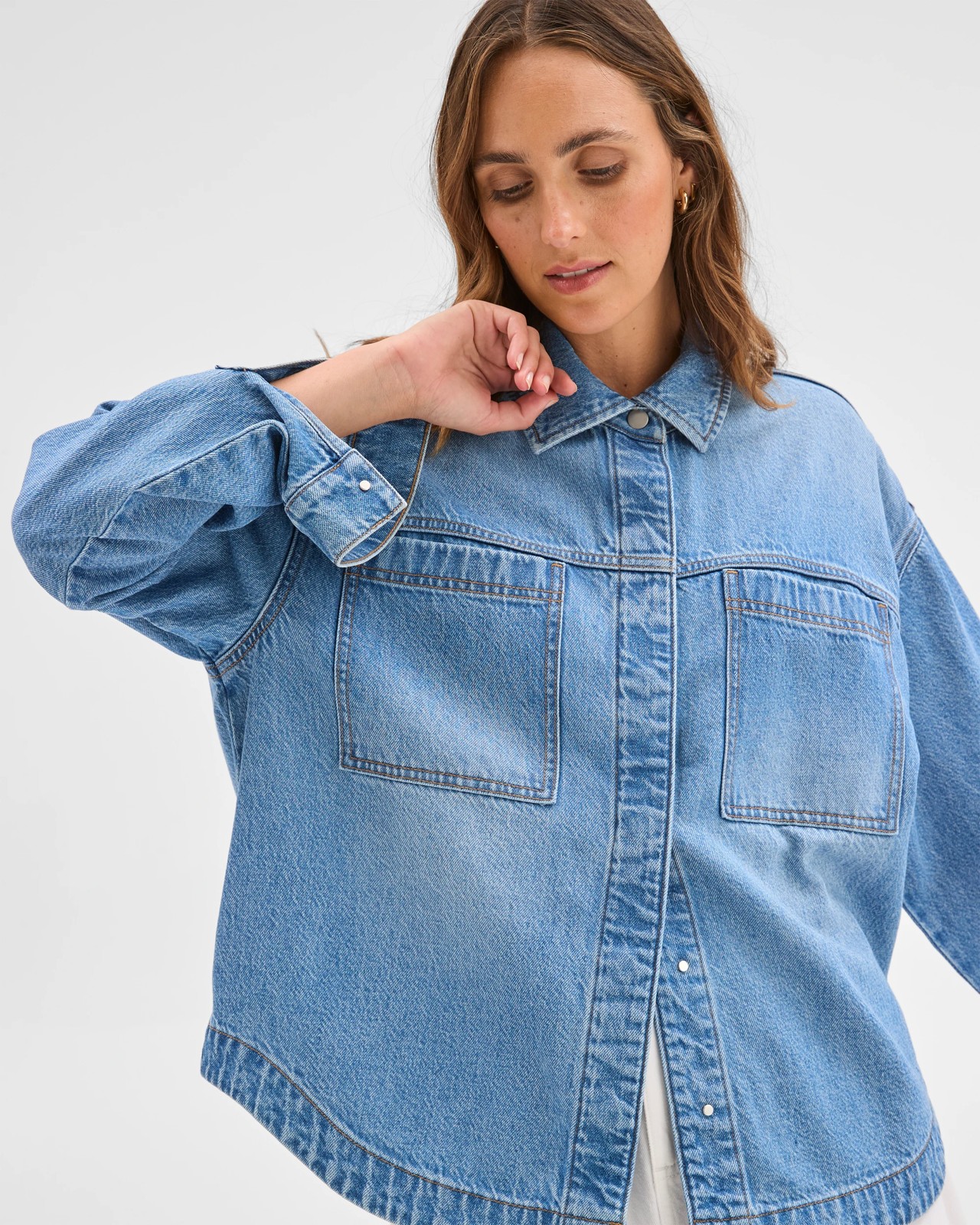 Patch Pocket Denim Shacket 4 of 6