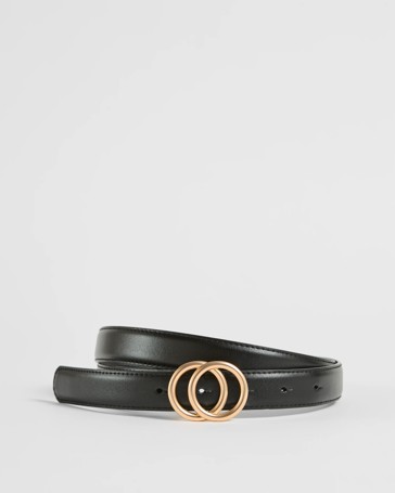 Slim Double Circle Buckle Belt