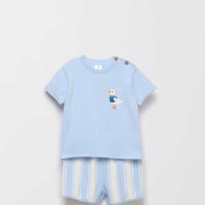 Organic Cotton Baby Embroidered Woven Top and Short 2 Piece Set thumbnail 2
