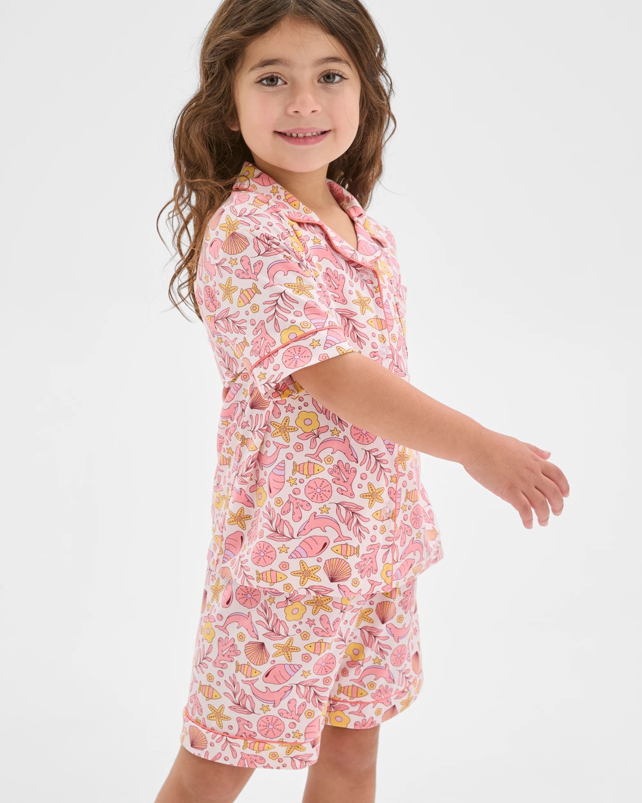 Bamboo Younger Girls Button Through Knit Pyjama Set - Under The Sea 2 of 5