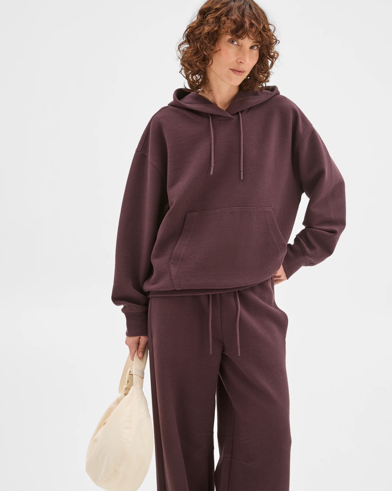 Active Australian Cotton Blend Crinkle Hoodie - Raisin 3 of 5
