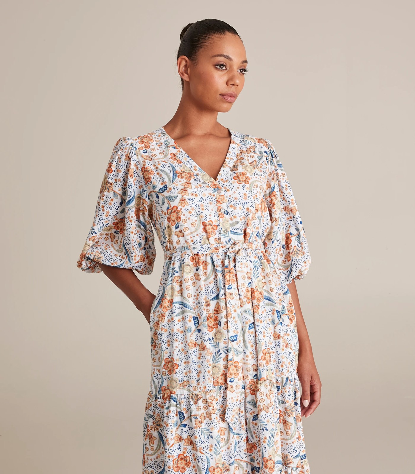 Tie Waist Button Through Midi Dress | Target Australia