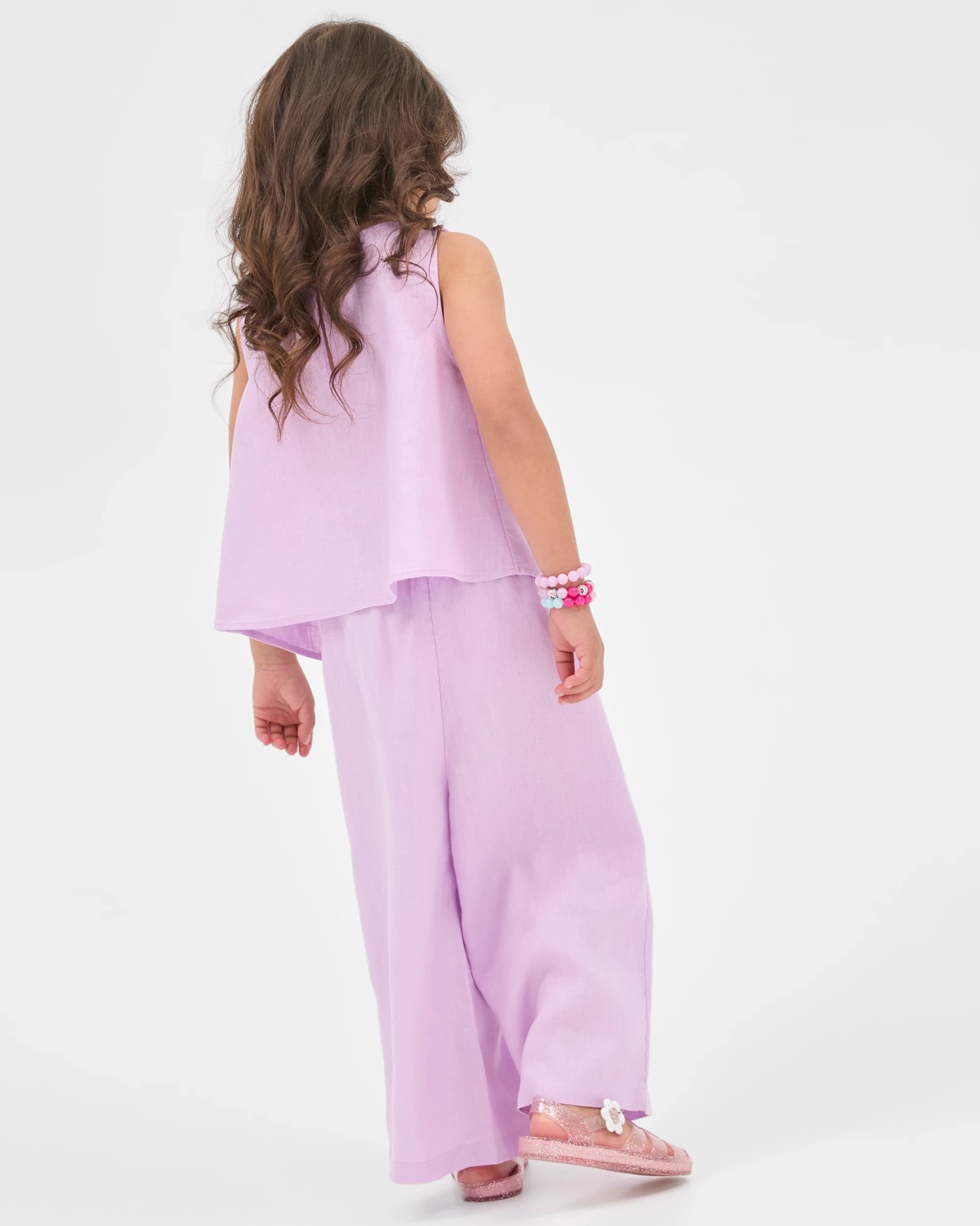 European Linen Wide Leg Co-Ord Pants - Purple 4 of 6