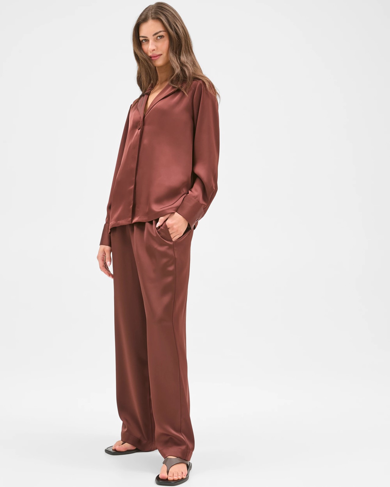 Petites Wide Leg Satin Pants 2 of 5