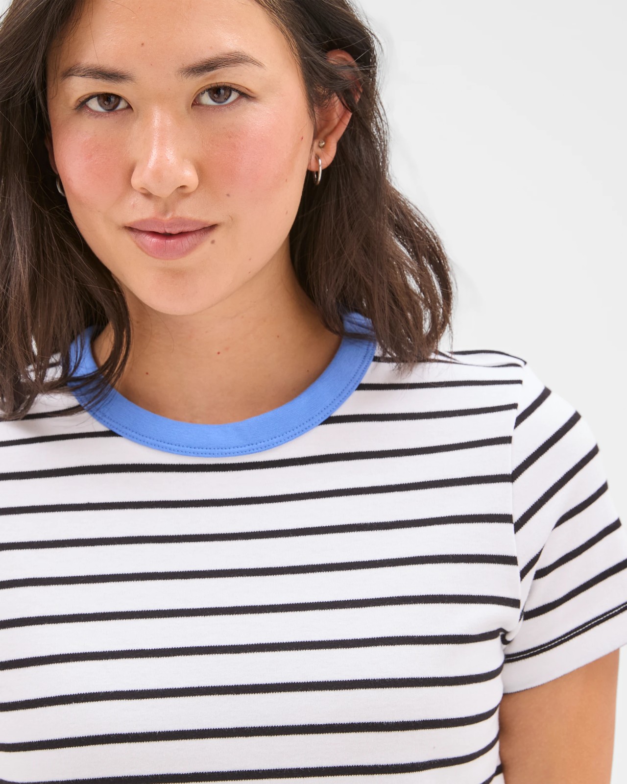 Australian Cotton Interlock Neat T-Shirt  - White / Black 5 of 5