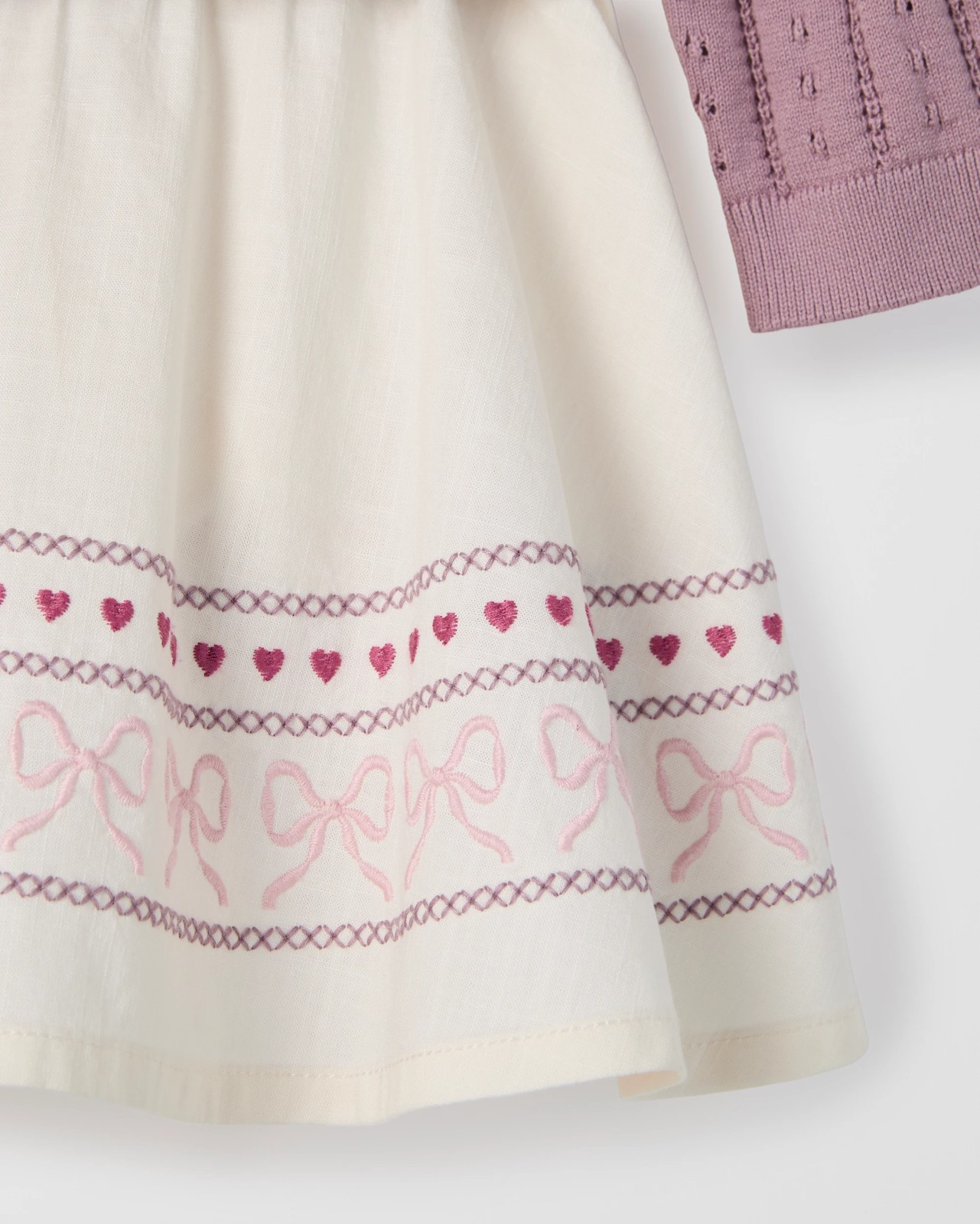 Australian Cotton Knit Cardigan and Skirt Set - Purple 3 of 3