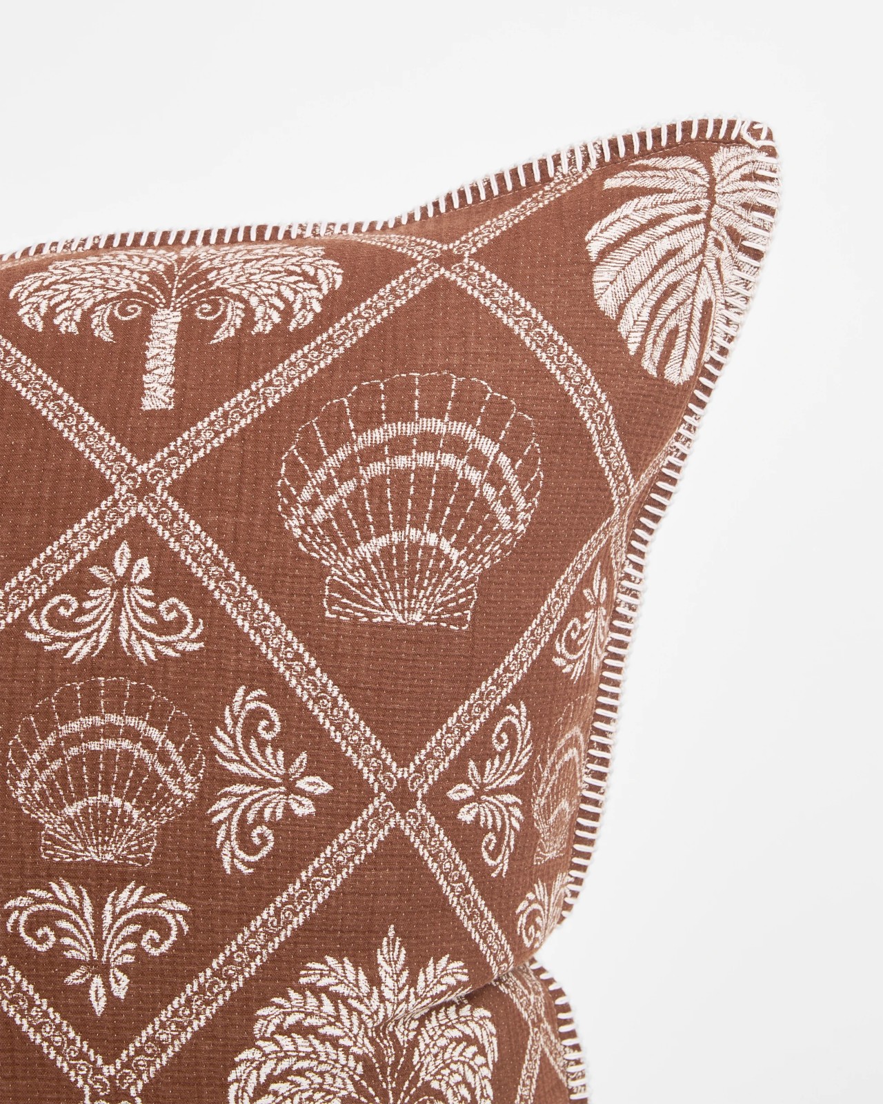 Alexandra Jacquard Palm Cotton European Pillowcase - Tiramisu 3 of 3