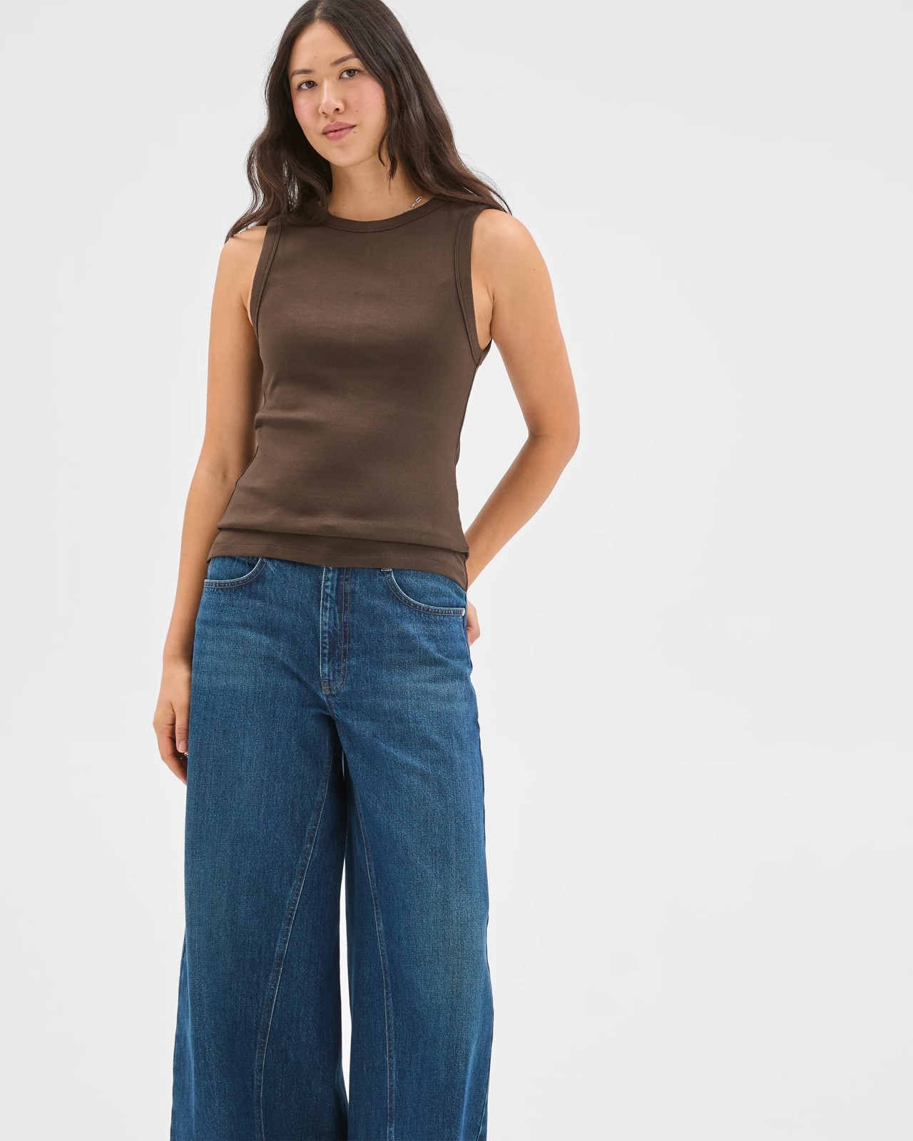 Australian Cotton Ribbed Tank Top - Coffee Bean 5 of 5