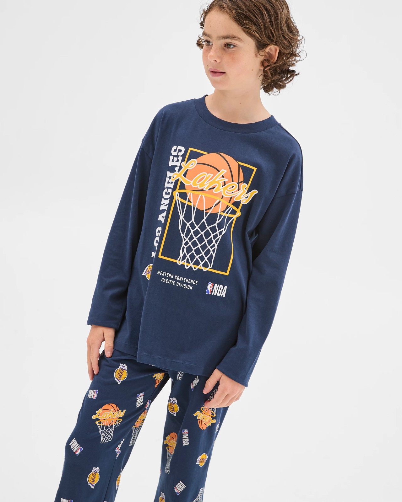 NBA Australian Cotton Jersey Older Boys Oversized Pyjama Set - NBA Lakers 3 of 6