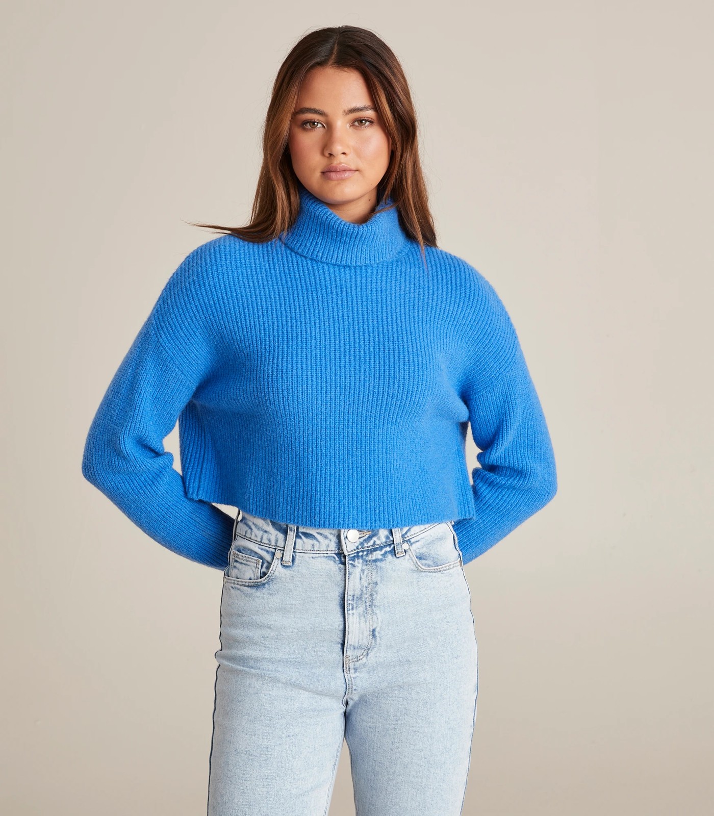 High neck cropped jumper best sale