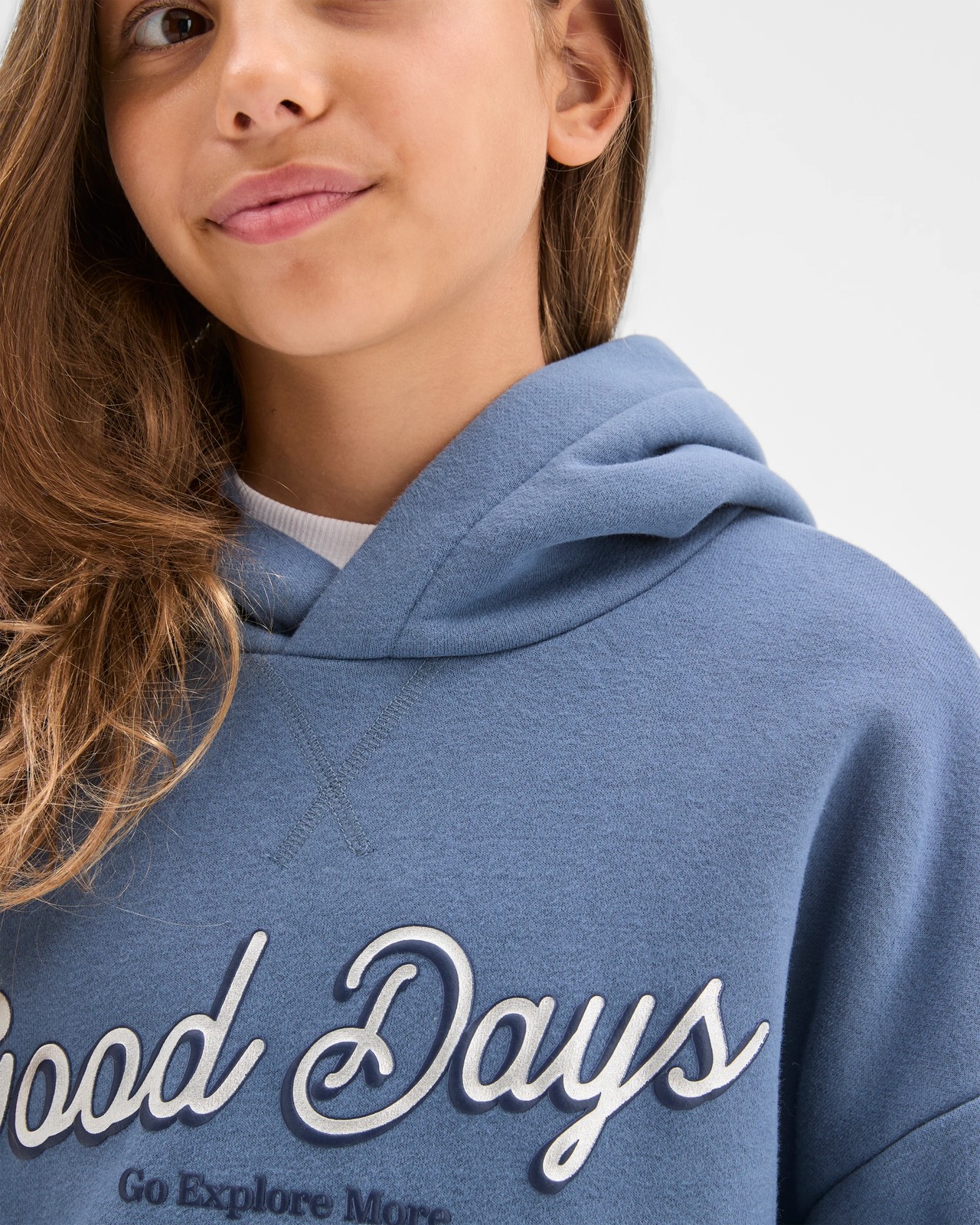 Australian Cotton Blend Oversized Fleece Hoodie - Good Days Blue 4 of 5