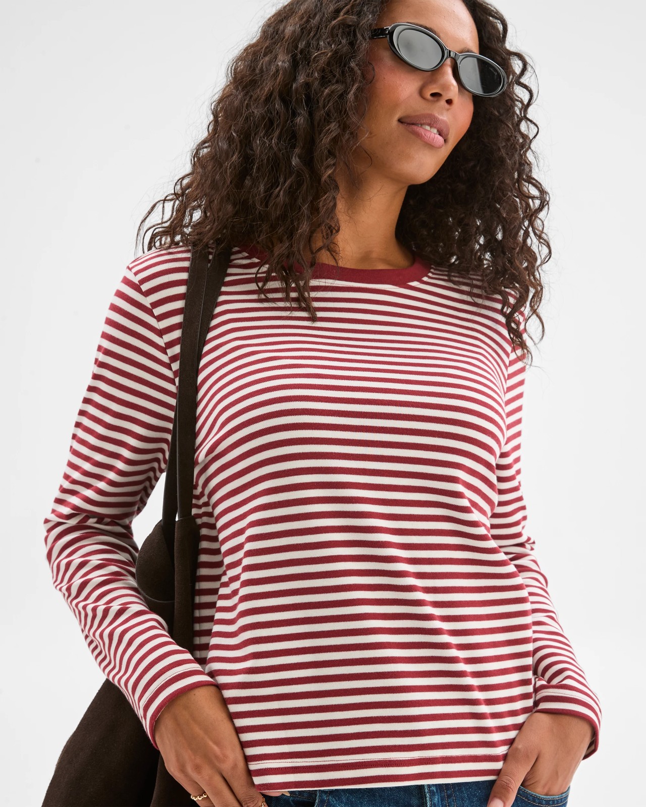 Australian Cotton Classic Long Sleeve Crew Neck T-Shirt - Brick 2 of 6