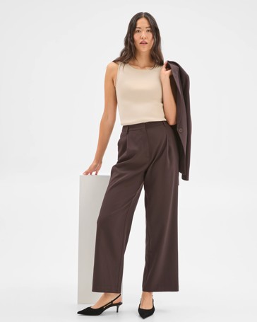 Preview Classic Pleat Front Wide Leg Pants