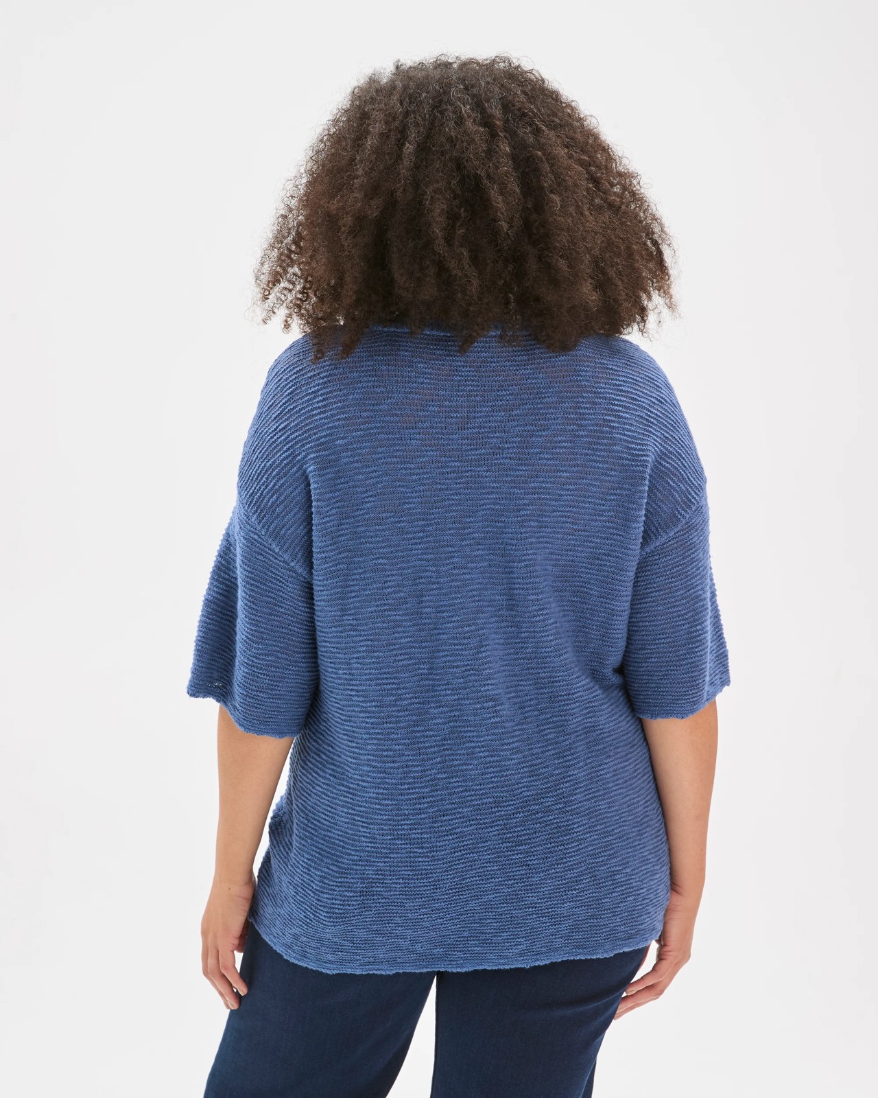 Plus Size Australian Cotton Links Slub T-Shirt - Lapis Blue 5 of 5