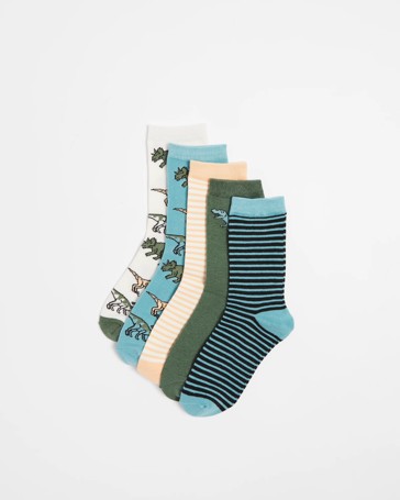 Maxx Dinosaur Crew Socks - 5 Pack