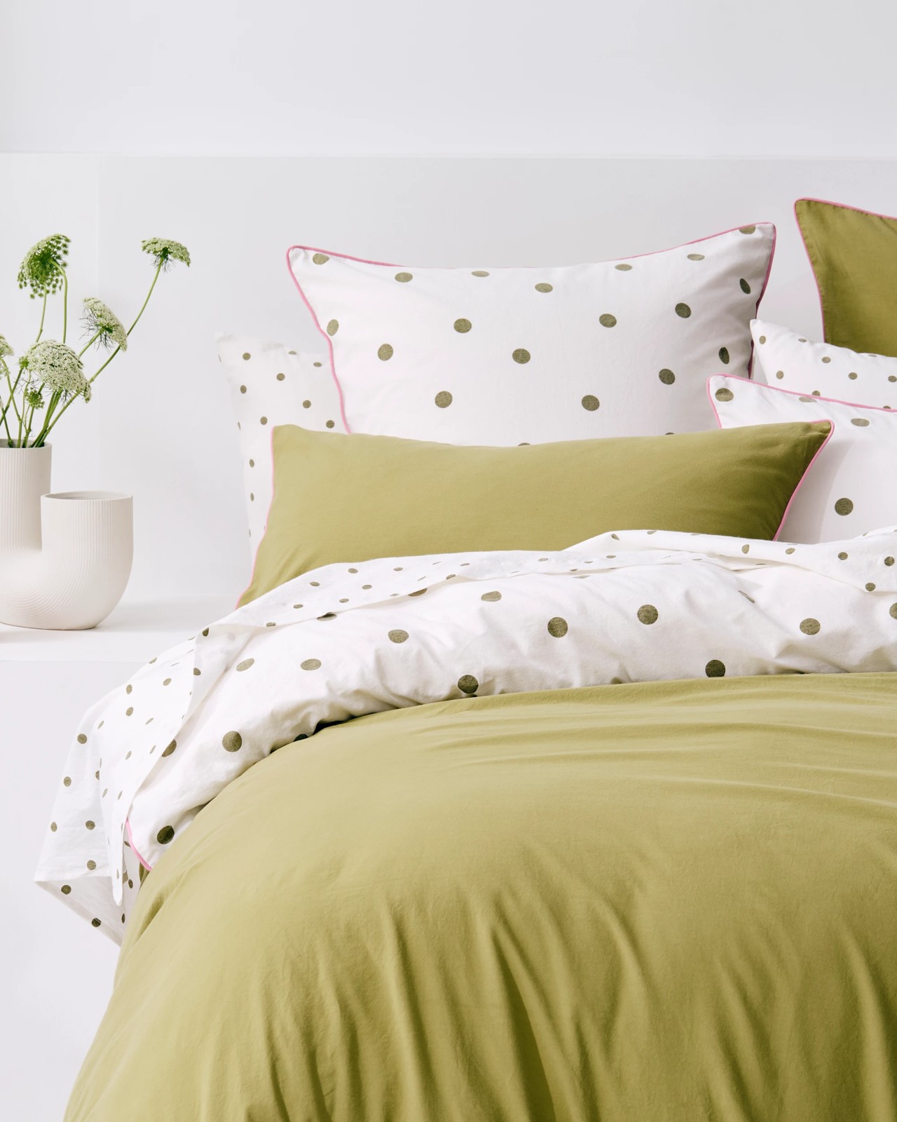 Arlo Polka Dot Stonewash Cotton Quilt Cover Set 3 of 5