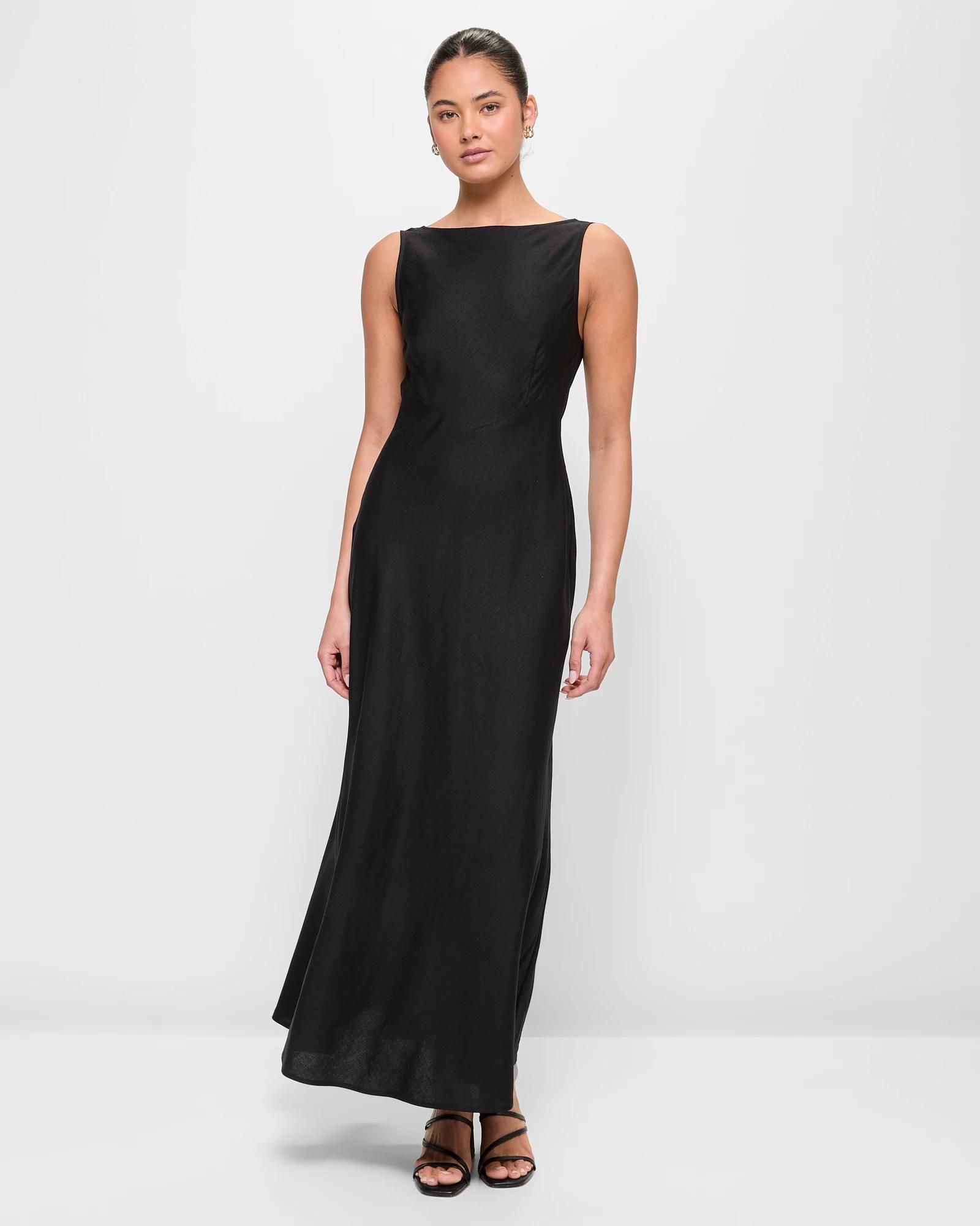 target black linen dress Black Linen Dress for Women