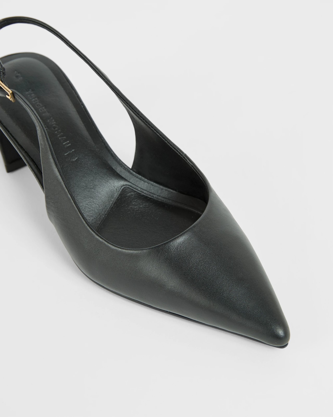 Genuine Suede Leather Point Block Heels - Daria - Black Leather 3 of 3