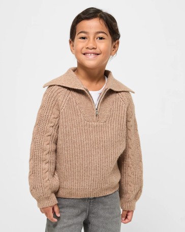 Qtr Zip Collar Knit Jumper